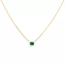 0.51 ct Cushion Emerald Bezel Solitaire Necklace