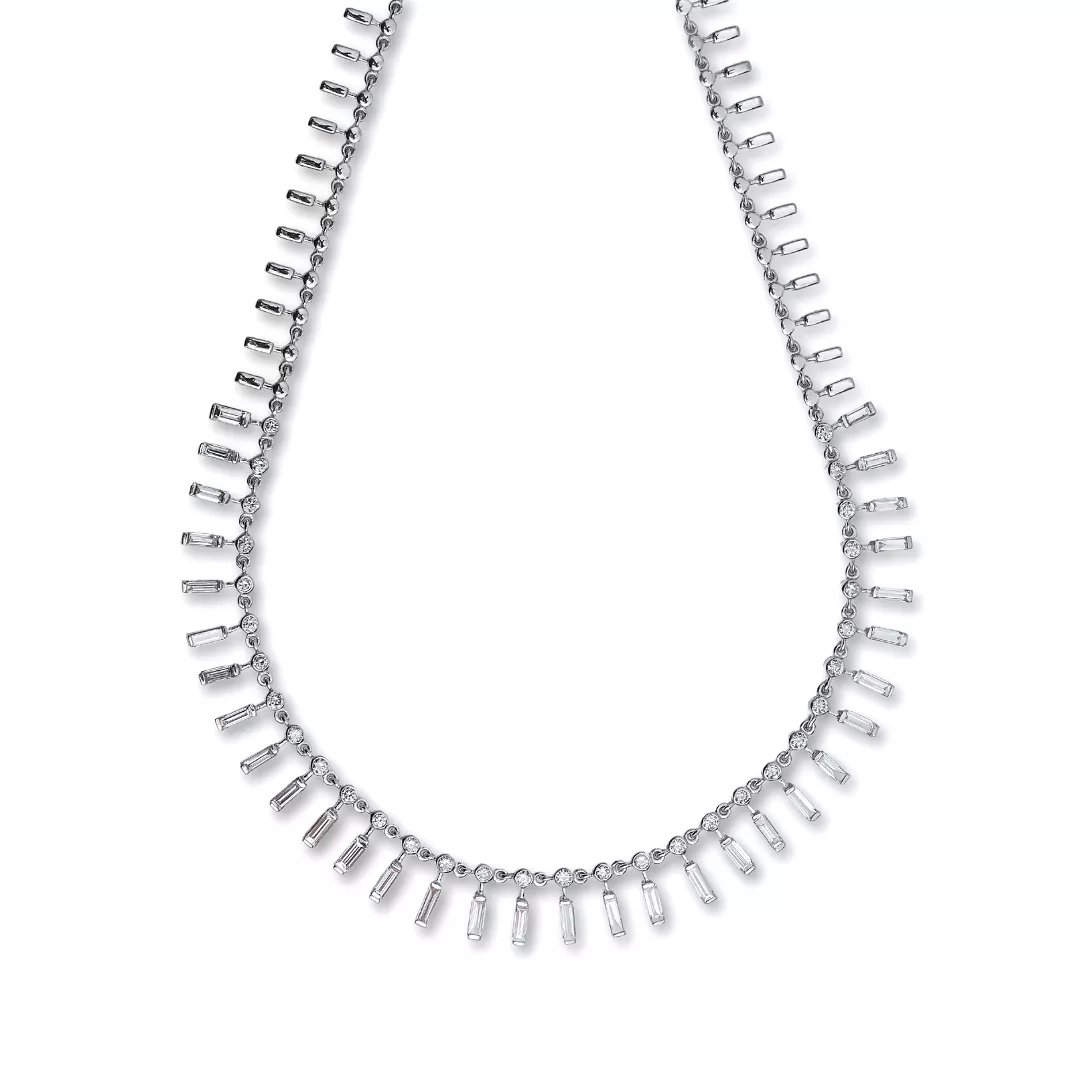 14 & 18K Diamond Baguette Necklace