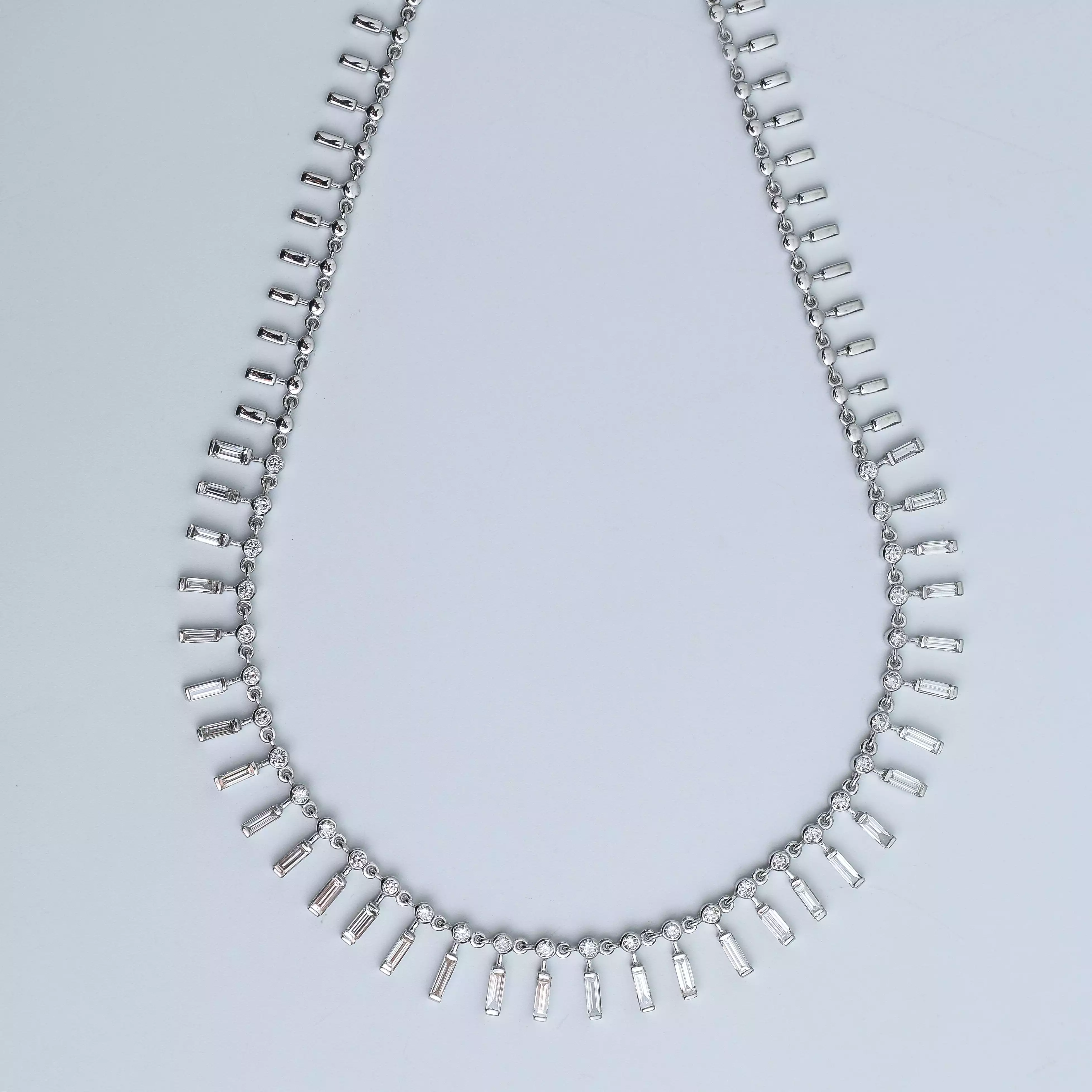 14 & 18K Diamond Baguette Necklace