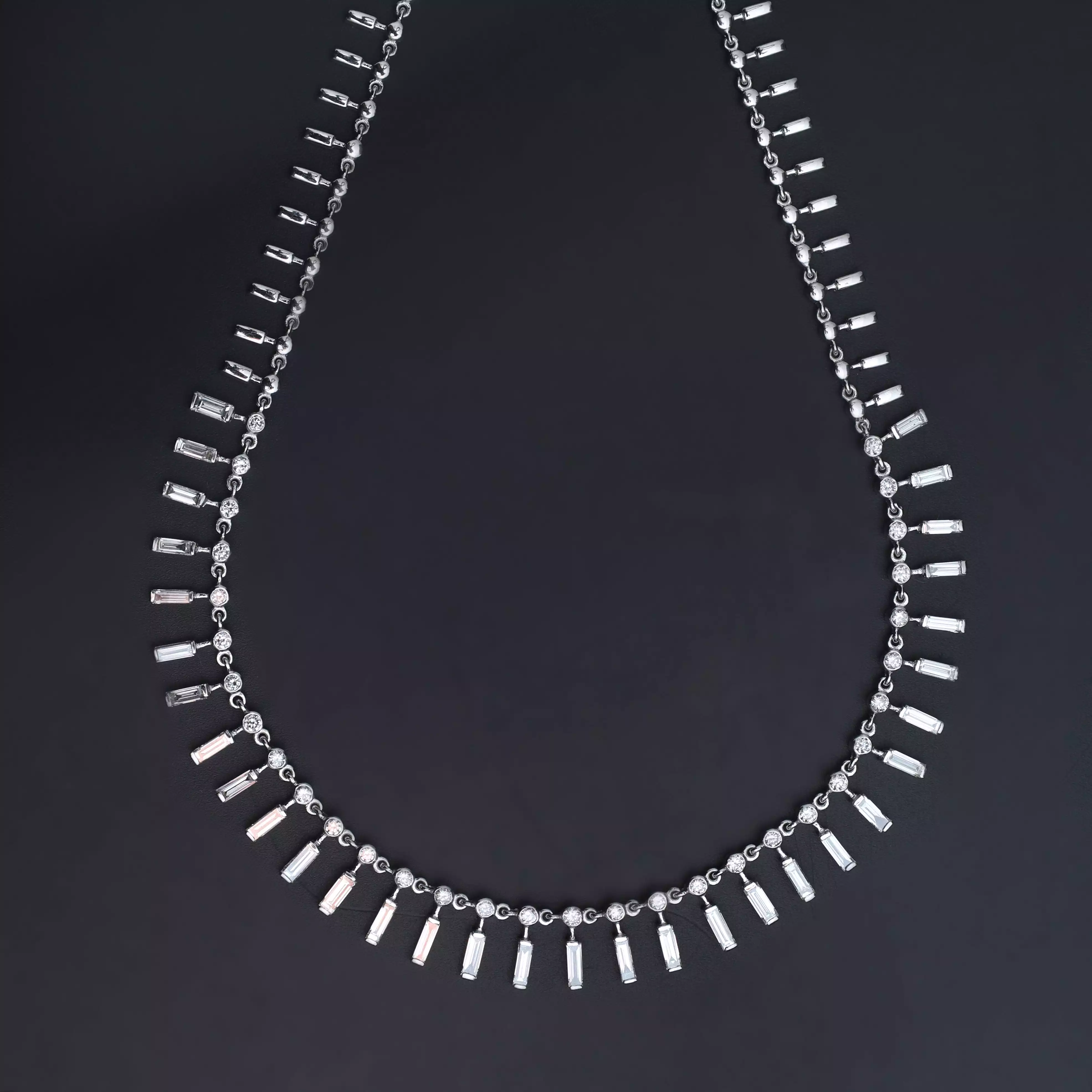 14 & 18K Diamond Baguette Necklace