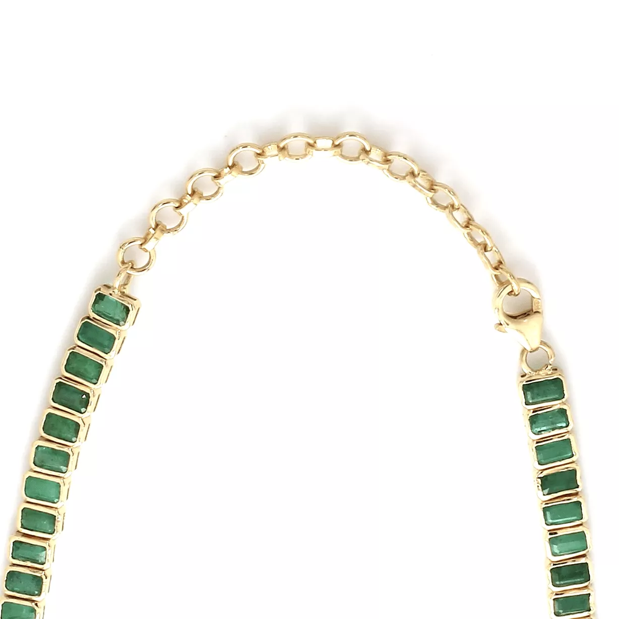 14K & 18K Gold Bezel Set Emerald Necklace