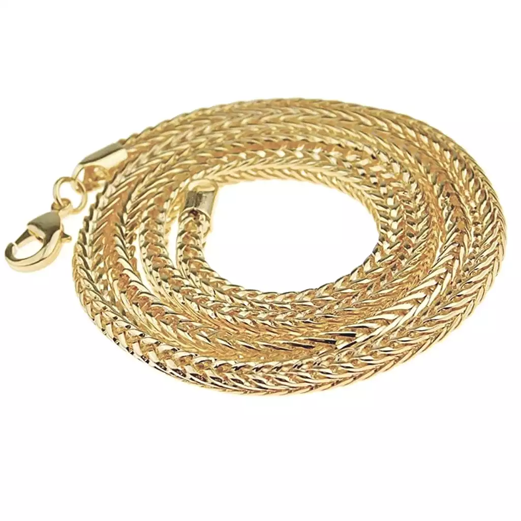 14K & 18K Gold Large Franco Diamond Cut Chain Necklace 3mm