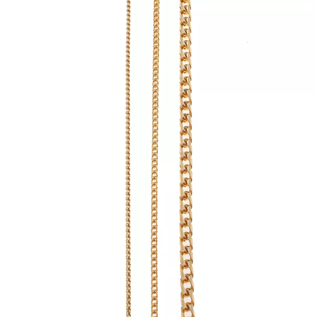 14K & 18K Gold Large Franco Diamond Cut Chain Necklace 3mm