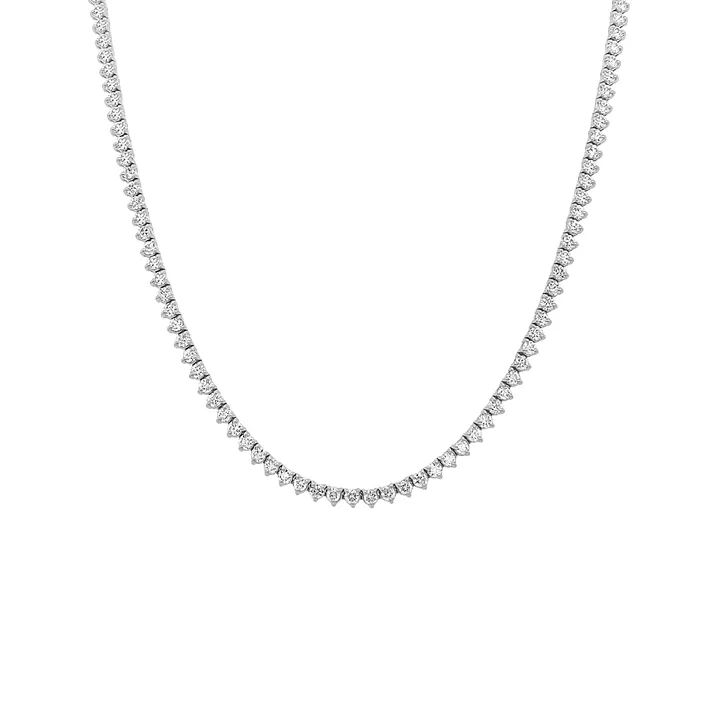 14K Gold and Diamond Tennis Necklace 3-Prong Setting