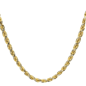 14K Gold Large Rope Two Tone Diamond Cut Chain Necklace 3mm