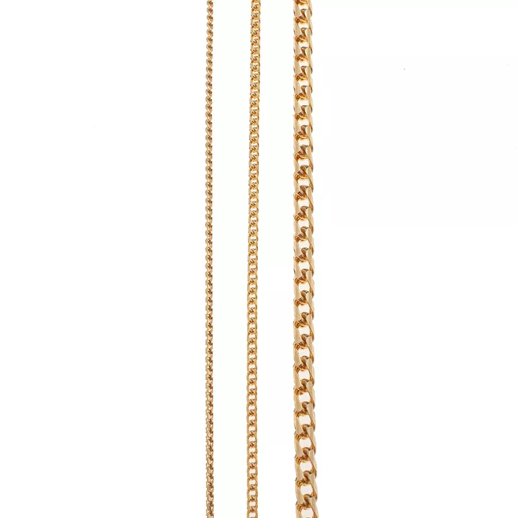 14K Gold Small Franco Diamond Cut Necklace 2mm