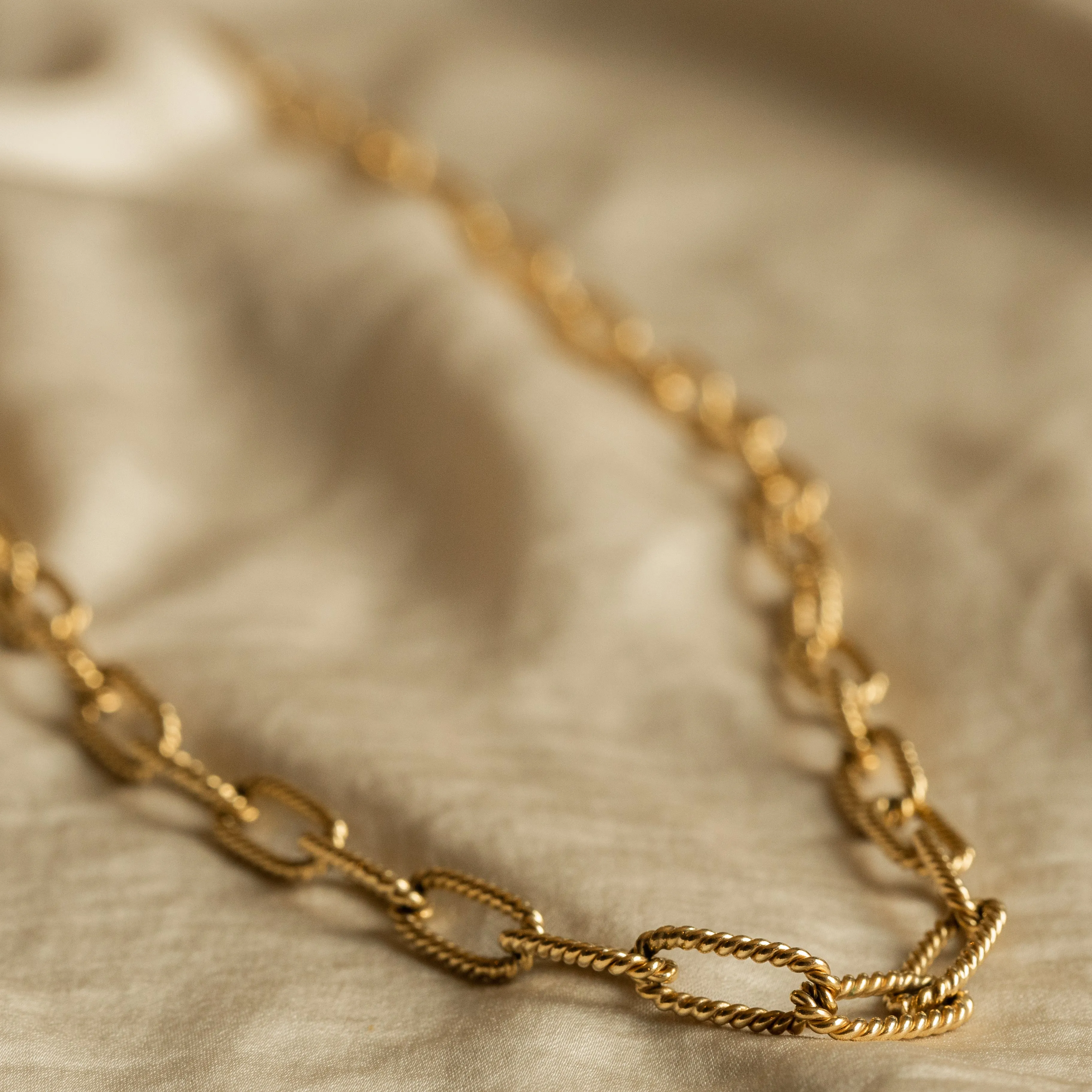 14K Yellow Gold 12mm Twisted Rope Paperclip Long Chain