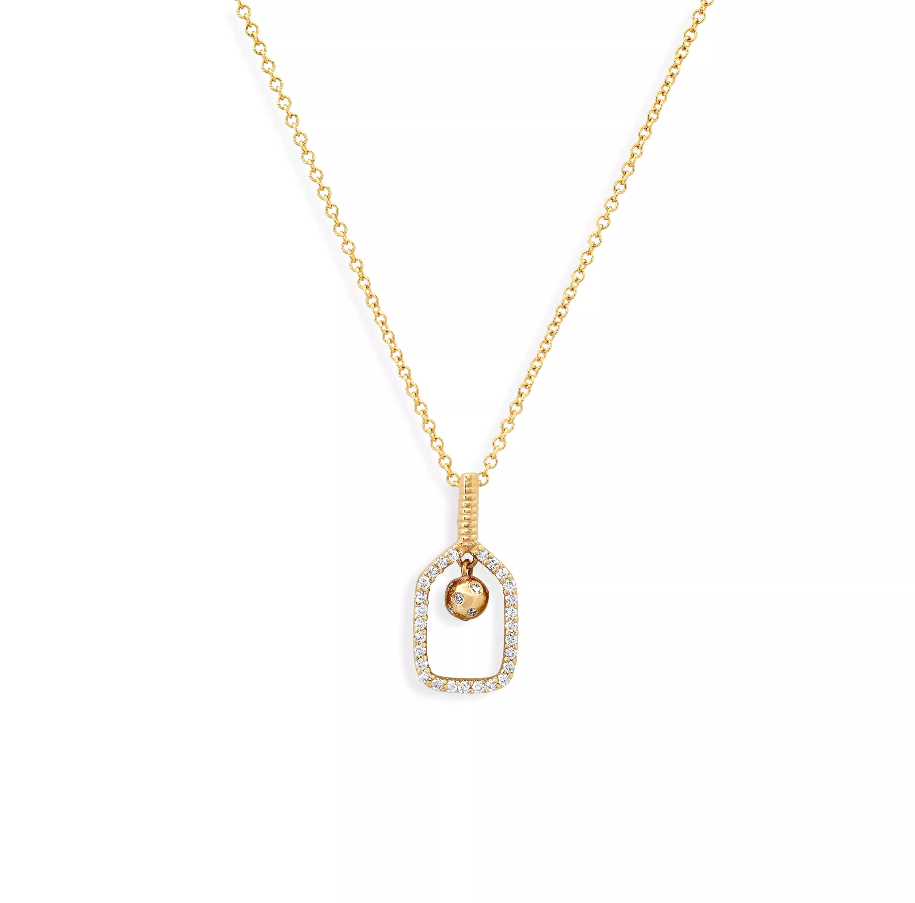 18K Gold and Diamond Pickleball Charm, Small