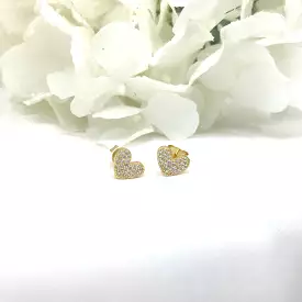 18k/925 Vermeil CZ Heart Studs Earrings