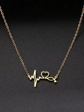 1pc Fashion Heartbeat Pendant Necklace For Women For Daily Decoration X 3635922