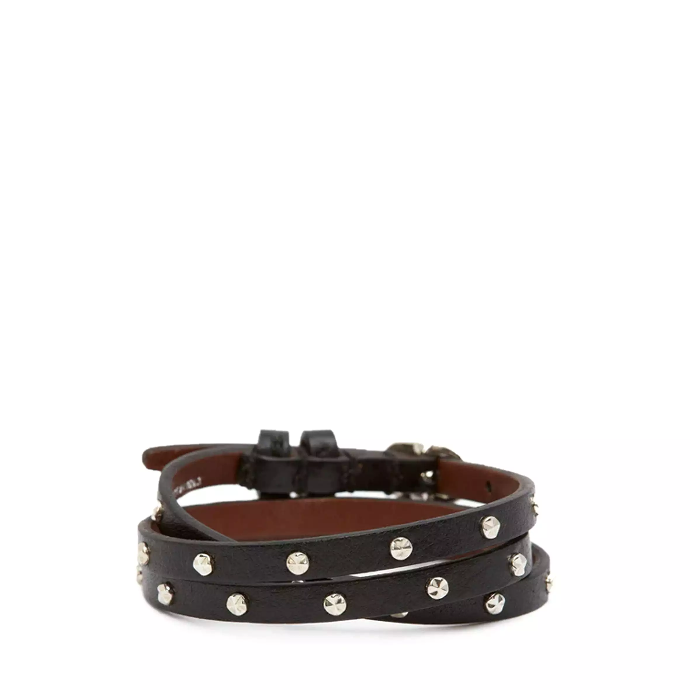 3x Thin Wrap Studded Bracelet, Black (S)