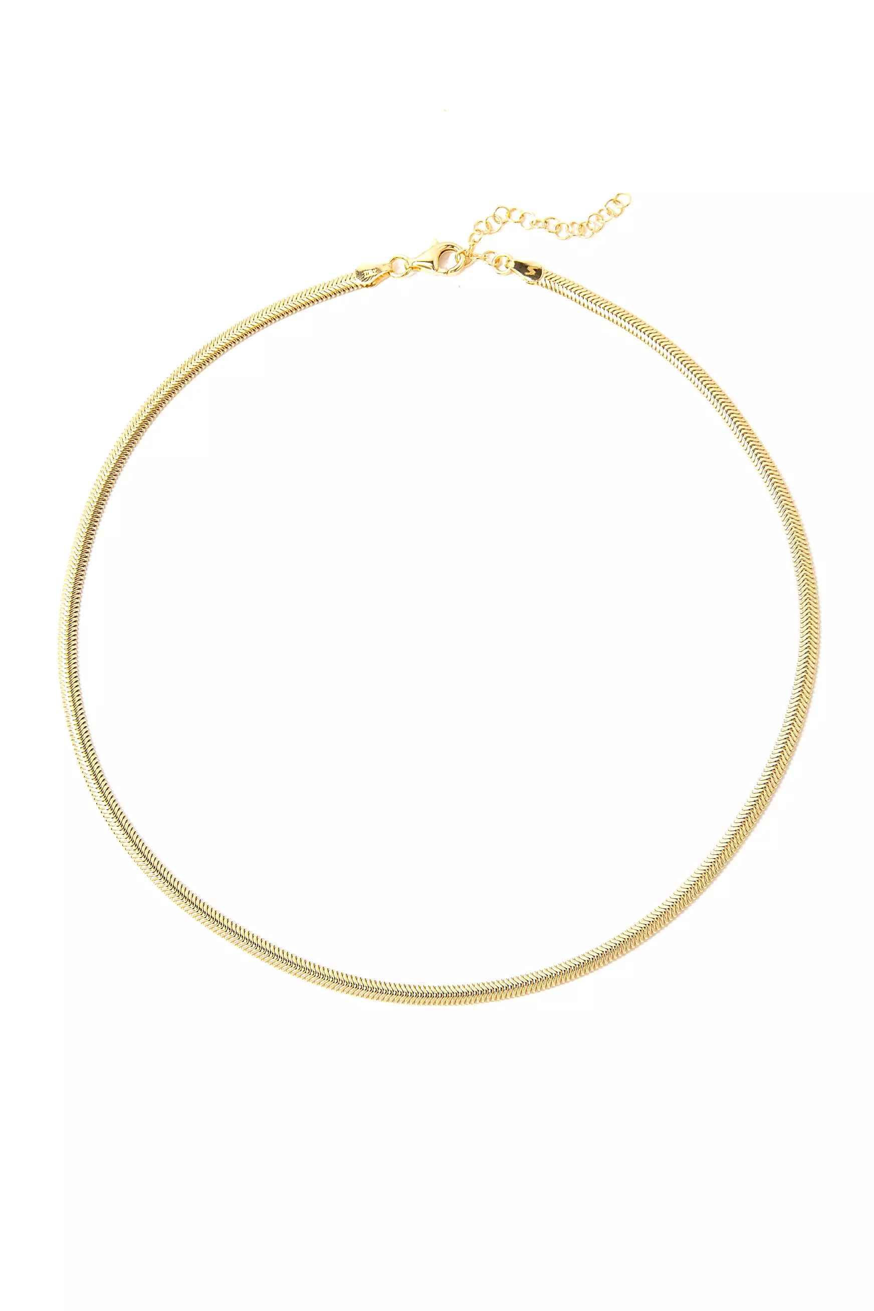 925 Gold Herringbone Chain Necklace