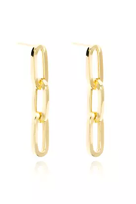 925 Gold Plated Double Link Earrings