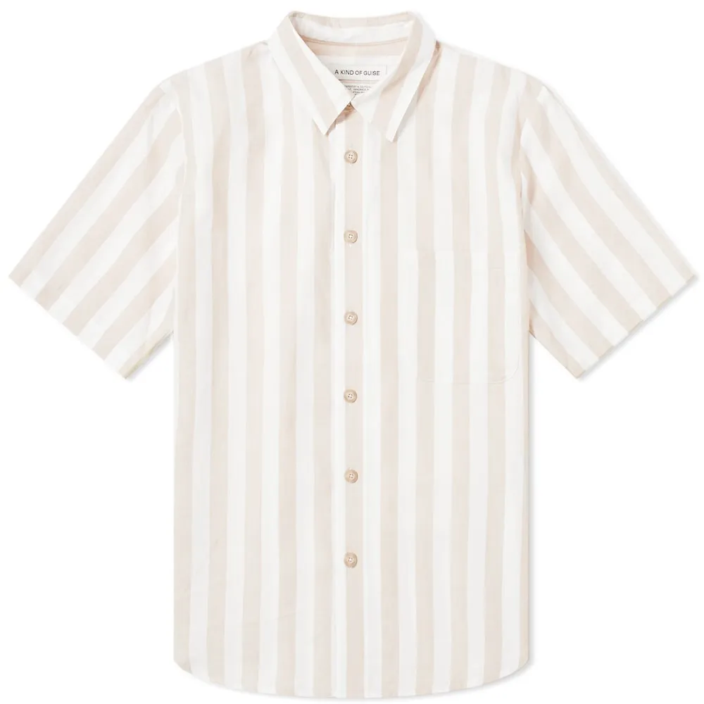 A Kind of Guise Short Sleeve Banepa ShirtBeige Stripe