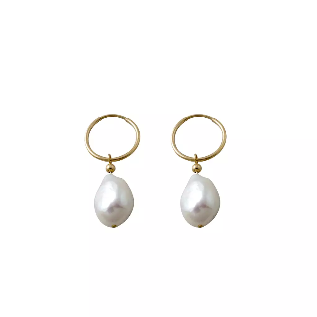 A Von Treskow Hoop Baroque Pearl Earrings