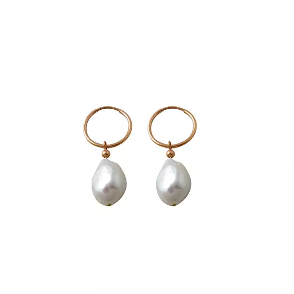 A Von Treskow Hoop Baroque Pearl Earrings