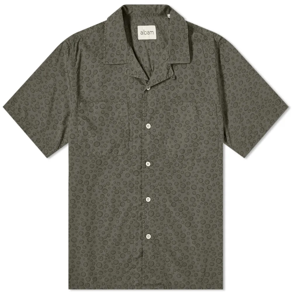 Albam Short Sleeve Sunny Face Vacation ShirtSeaweed Green