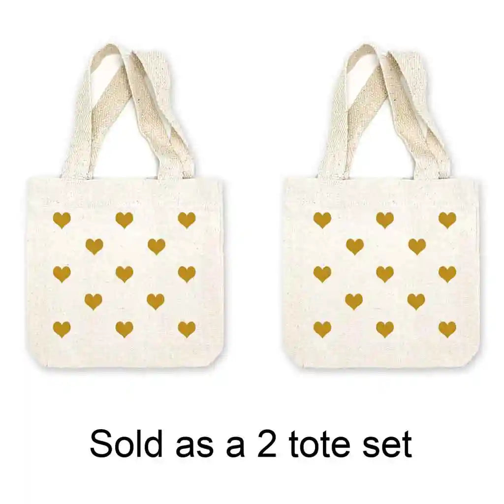 All Over Hearts Mini Tote Bags - Sold as set of 2