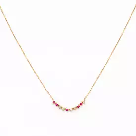 Amalfi Ruby and Diamond and Pink Opal Rounds Chain Necklace