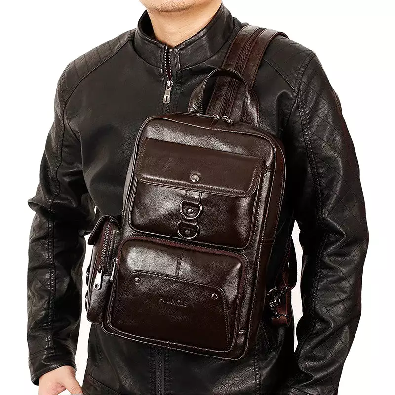 Ashore Shop Luxury Brand Genuine Leather Backpack For Men New Fashion Travel