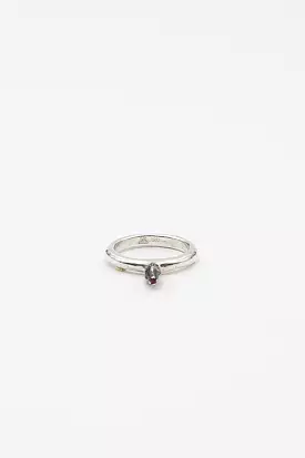 Bar Silver And Ruby Bud Ring