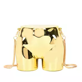 Bare Bottom Mini Shoulder Bags for Women Luxury Designer Gold Crossbody Purse Evening Party Acrylic Chain Butt Shape Handbag