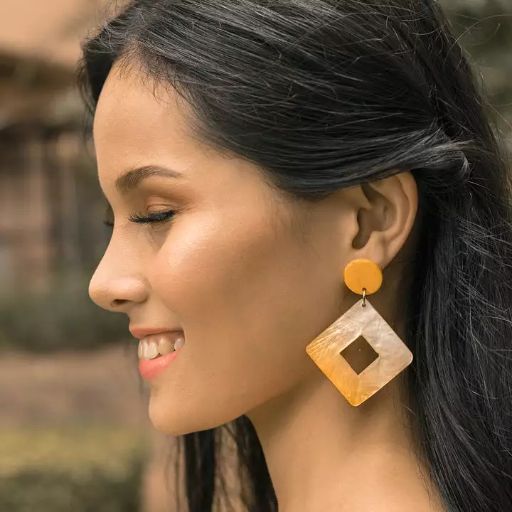 Bern Capiz Earrings in Yellow