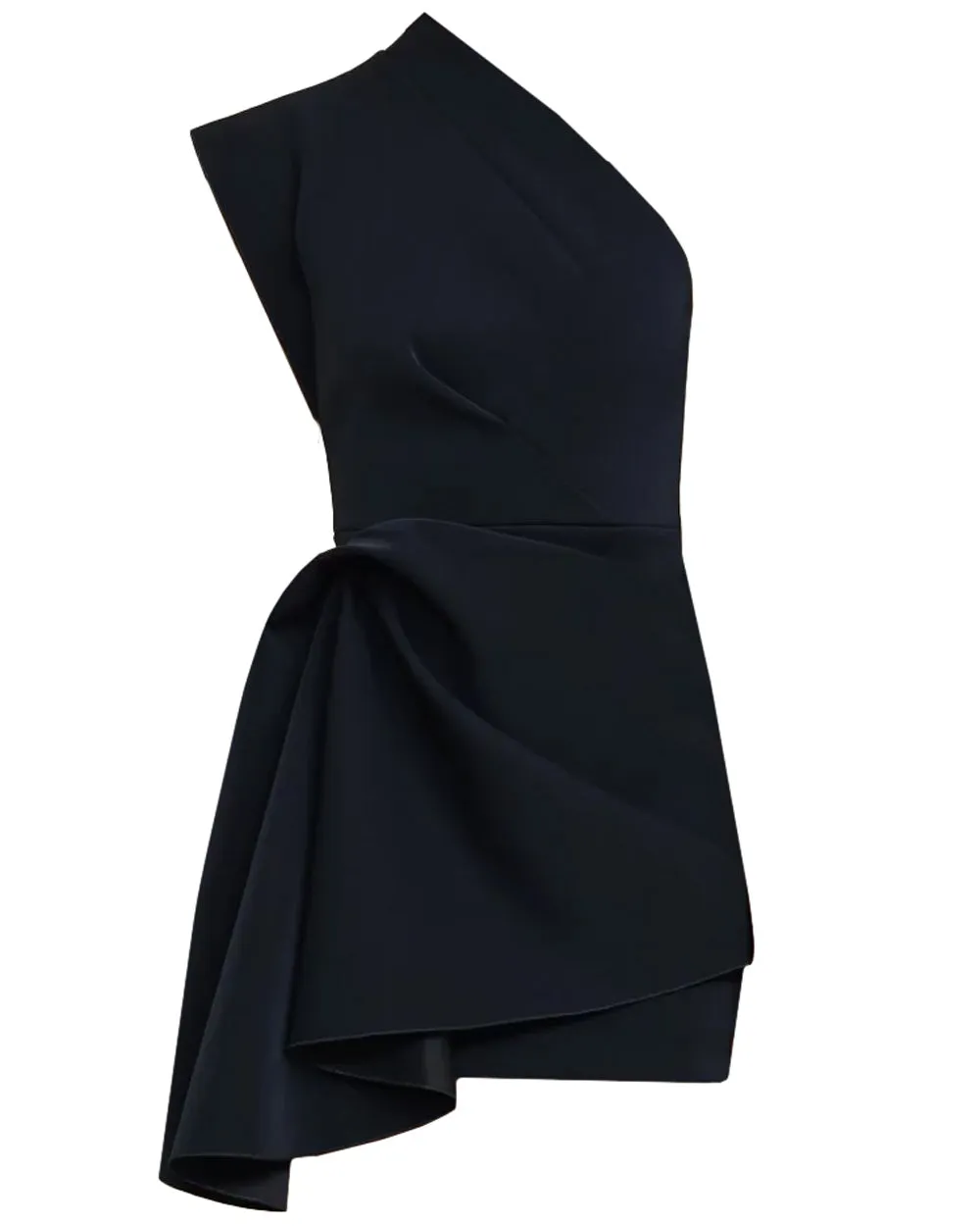 Black Single Shoulder Gowrie Mini Dress