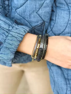 Black Stone and Hematite Wrap Bracelet