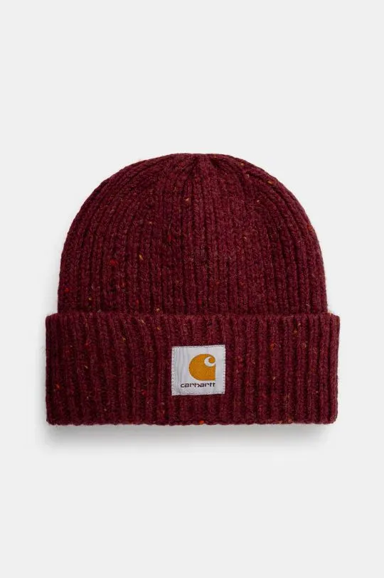 Carhartt WIP beanie Anglistic Beanie maroon color thick knit I013193.2IZXX