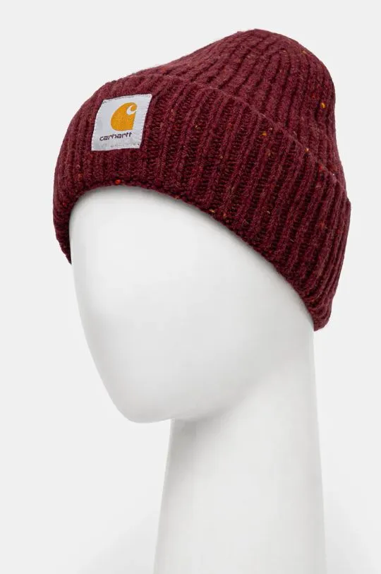 Carhartt WIP beanie Anglistic Beanie maroon color thick knit I013193.2IZXX