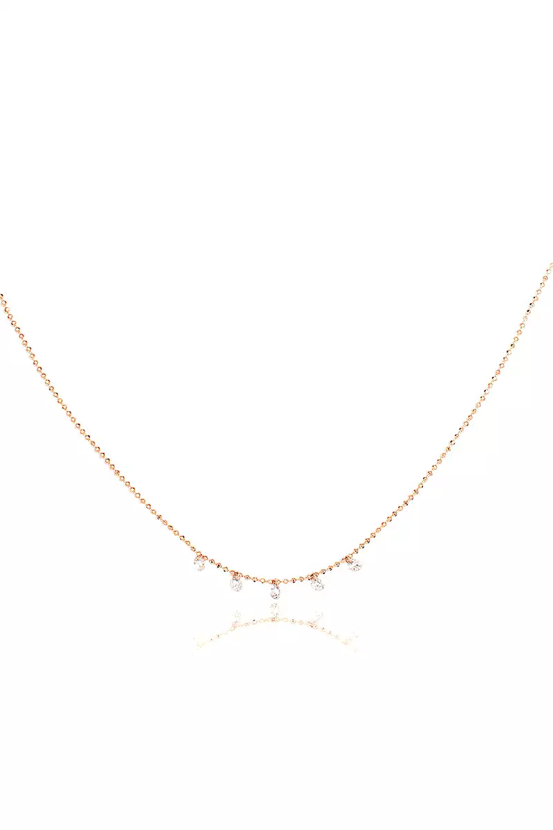 Celeste 5 Floating Diamond Necklace in Rose Gold