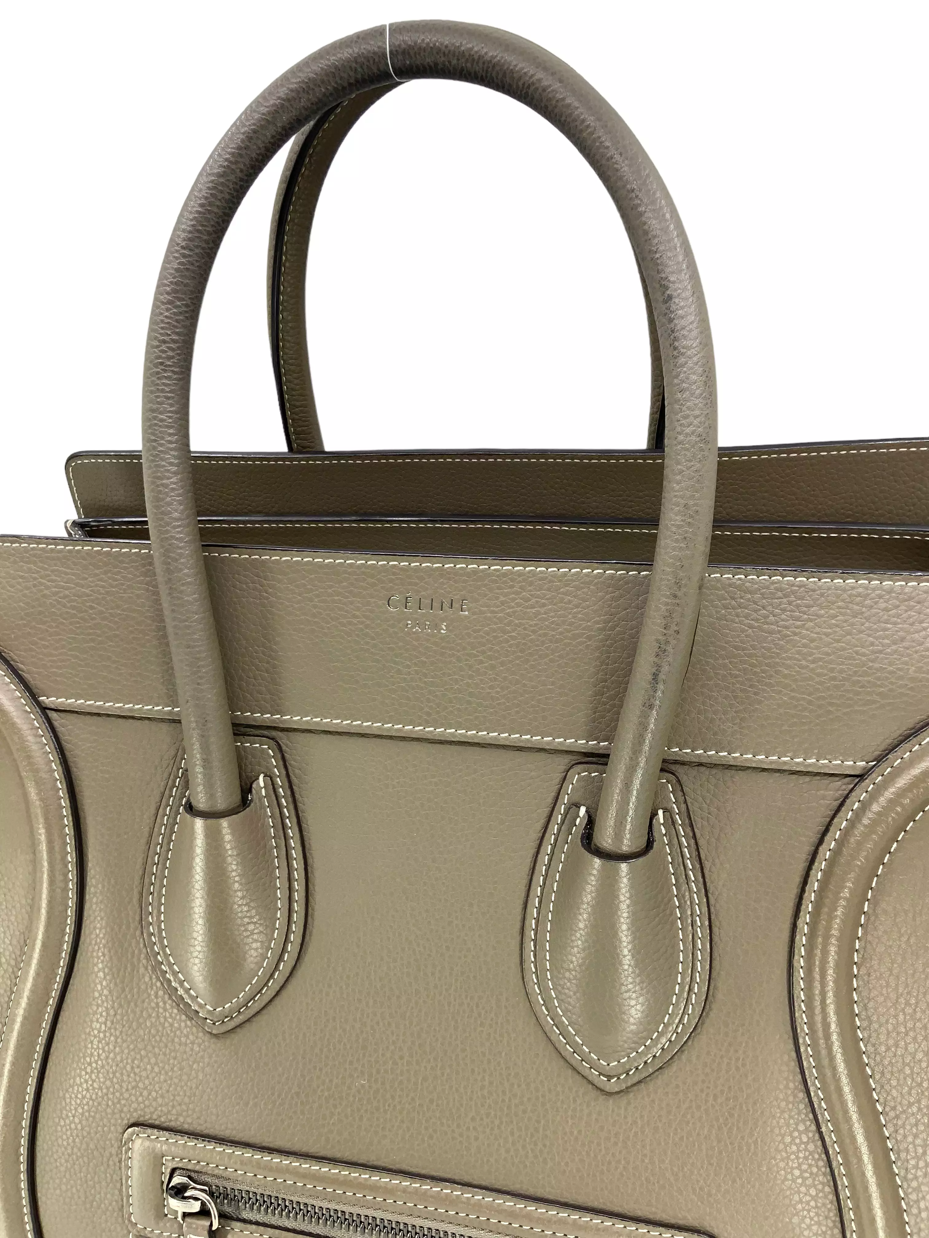 Celine Mini Luggage Drummed Calfskin Tote Bag