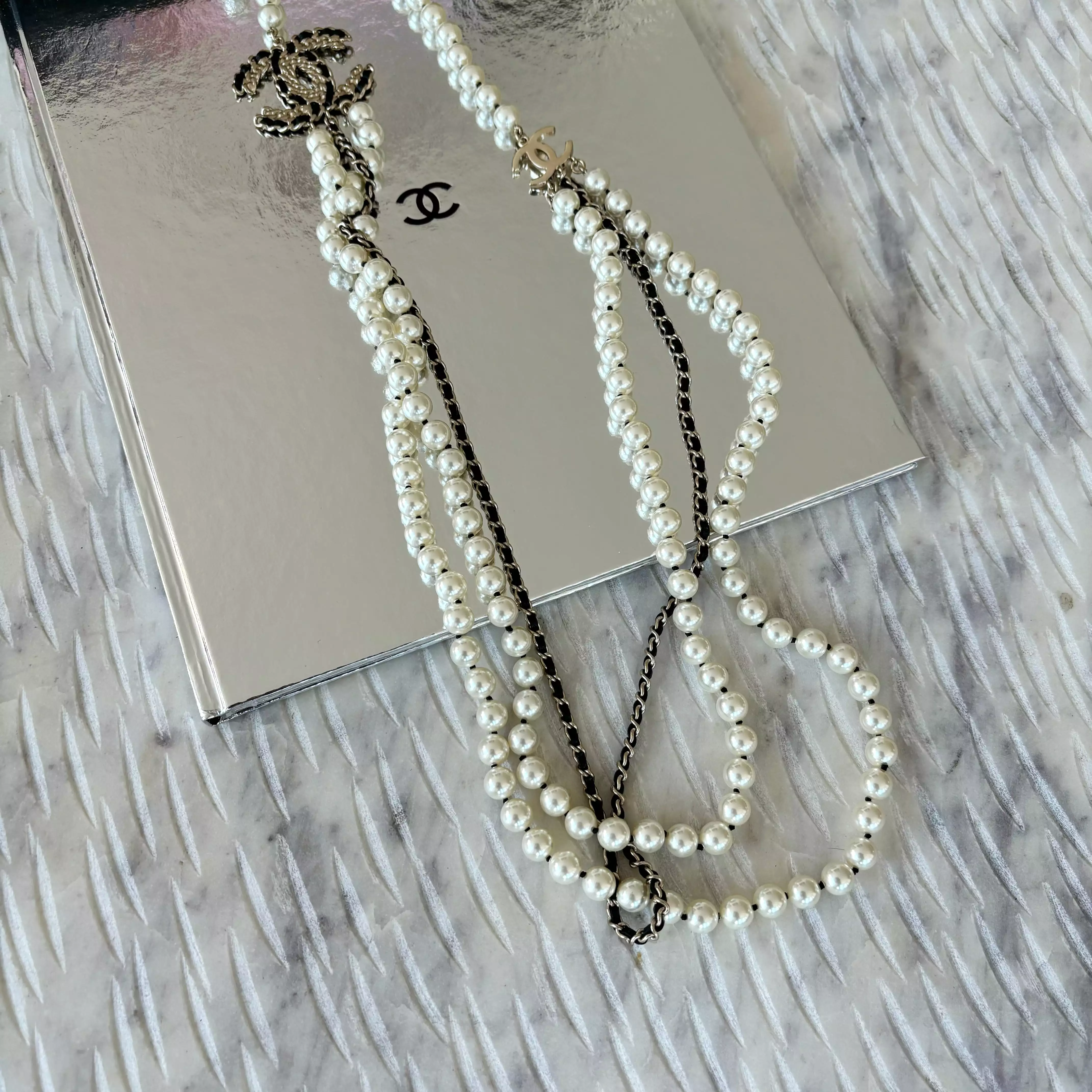 Chanel Long Pearl CC Necklace