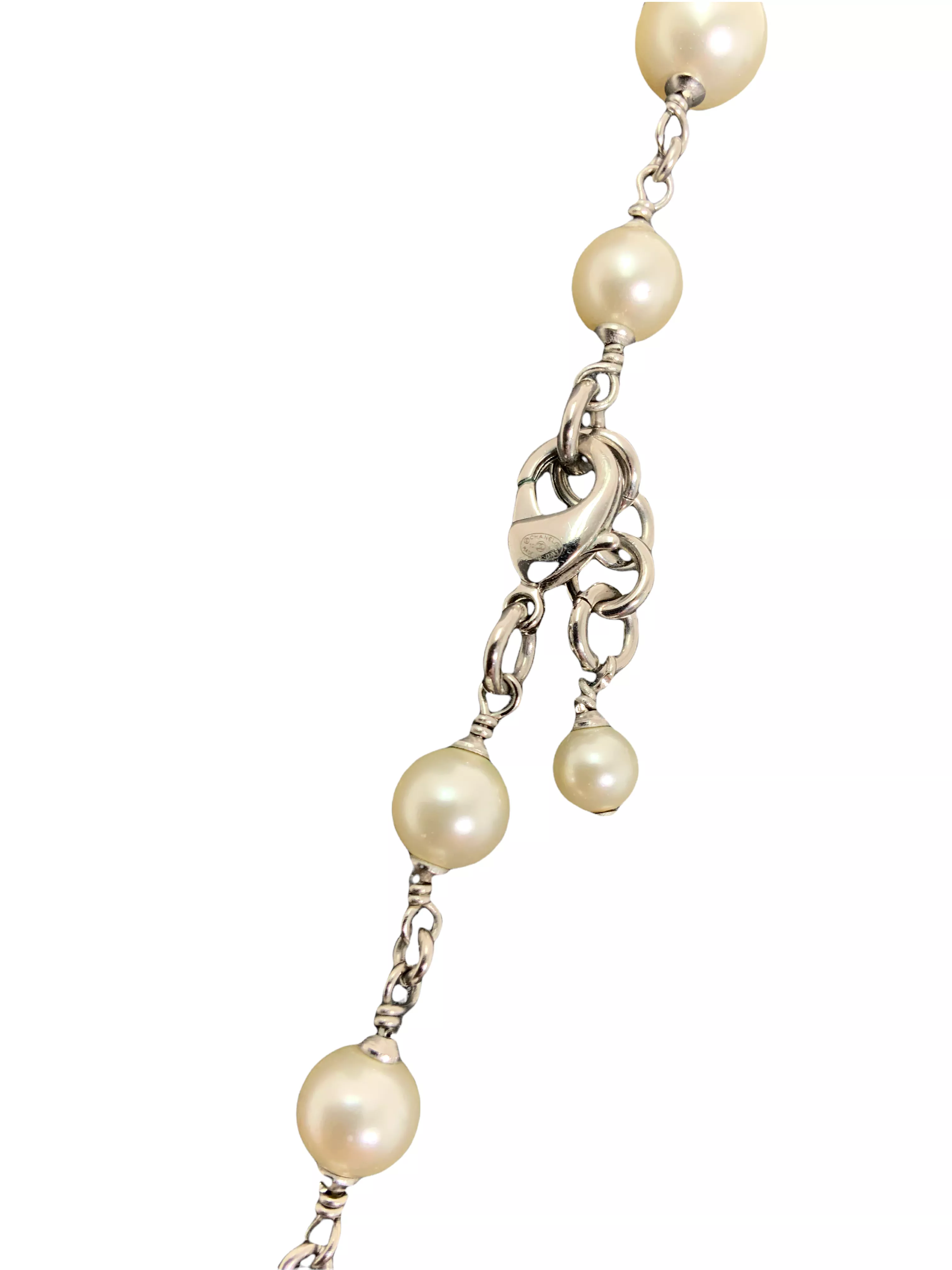 CHANEL Timeless Classic Pearl 5 Crystal CC Logo Necklace