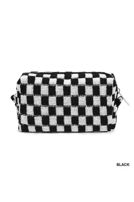 Checkered Makeup Cosmetic Pouch