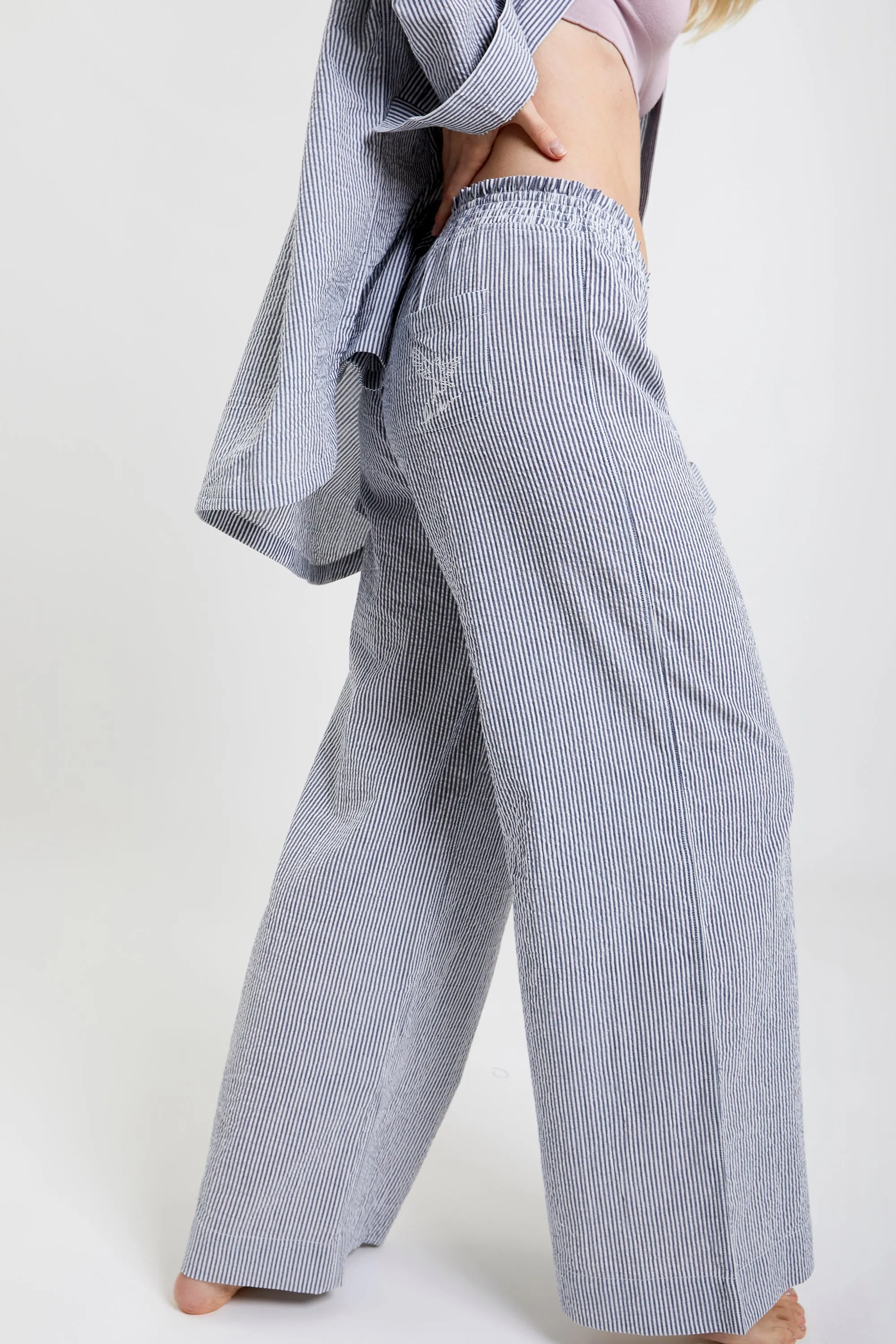 Chicory striped woven-cotton pyjama trousers - Pinstripe Charcoal