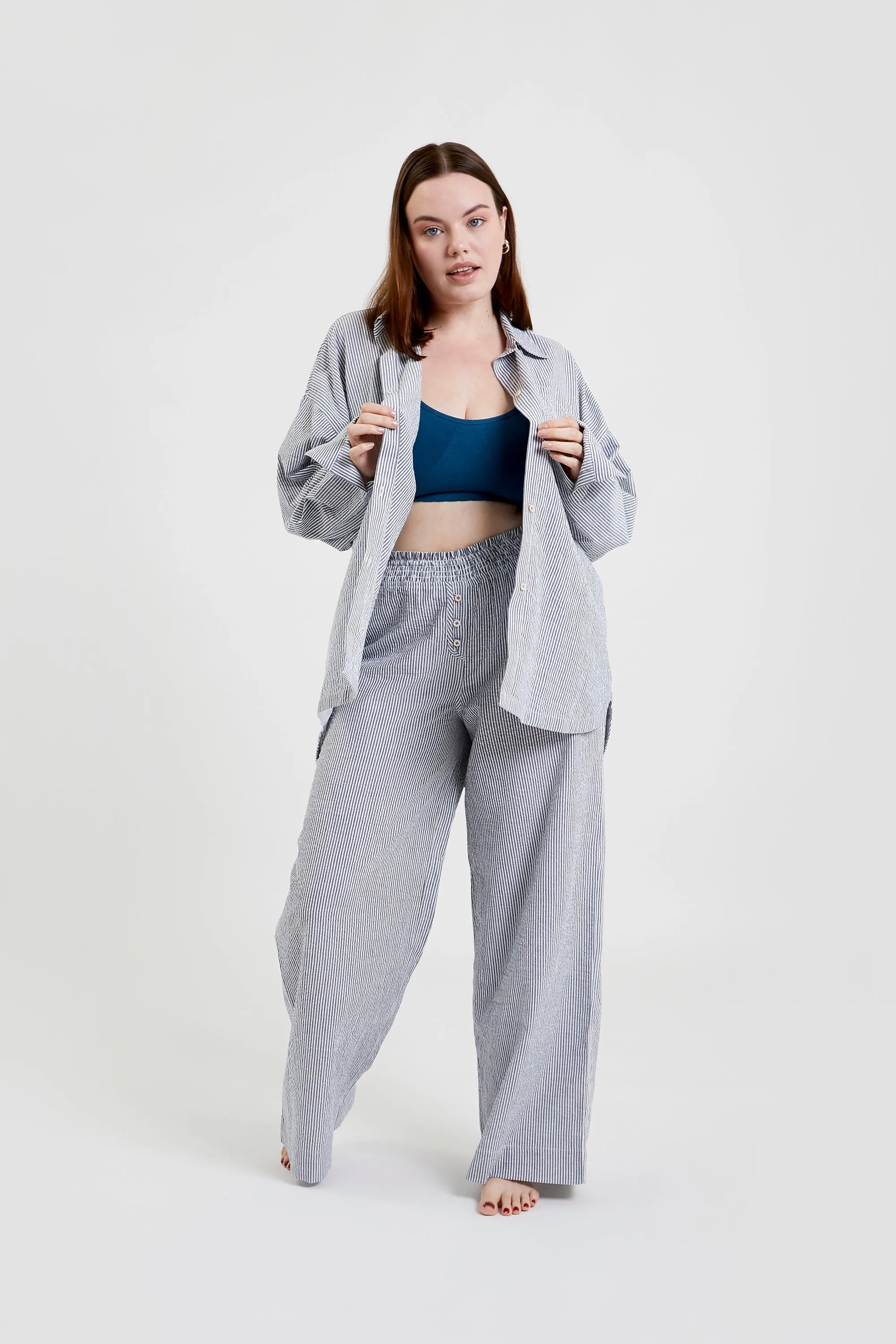 Chicory striped woven-cotton pyjama trousers - Pinstripe Charcoal