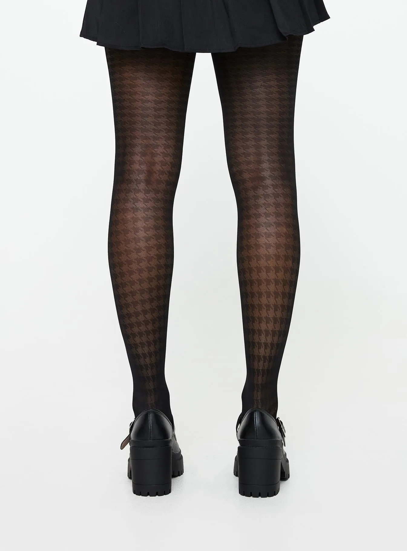 Clarisa Stockings Houndstooth Black