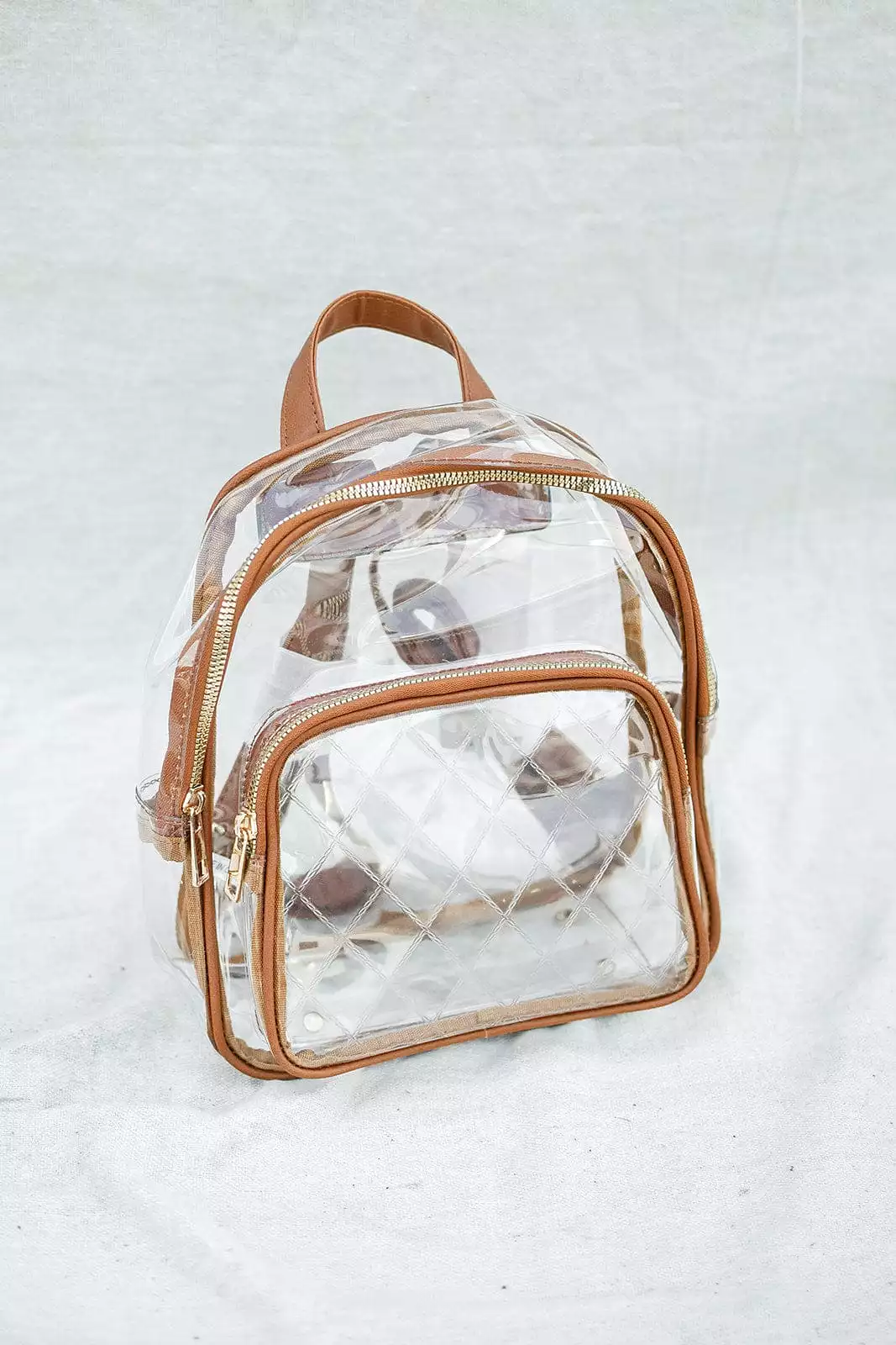 Clear Back Pack Brown Trim