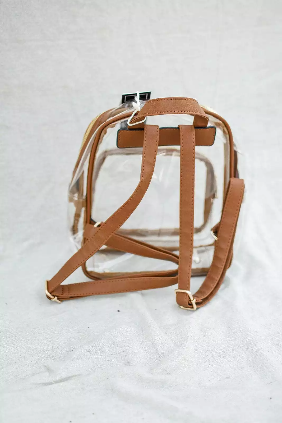 Clear Back Pack Brown Trim