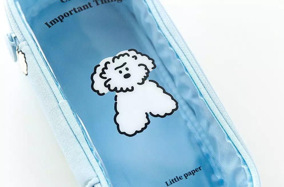 Clear Cute Poodle Puppy Dog Pencase Pencilcases Transparent Stationery Cosmetic Pouch Bag Cotton School Office Gifts Students Te