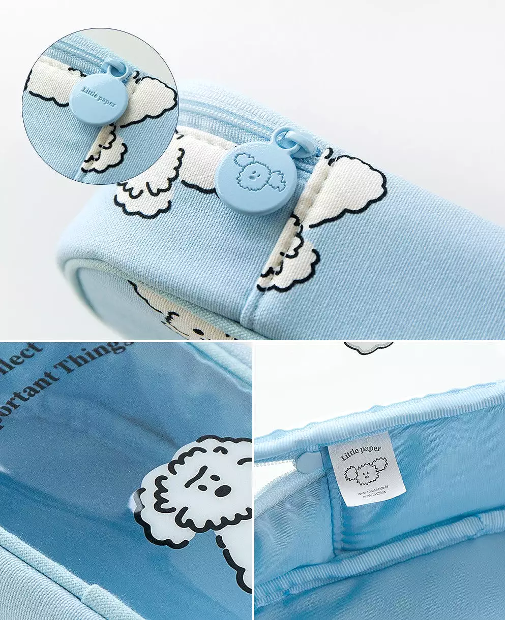 Clear Cute Poodle Puppy Dog Pencase Pencilcases Transparent Stationery Cosmetic Pouch Bag Cotton School Office Gifts Students Te