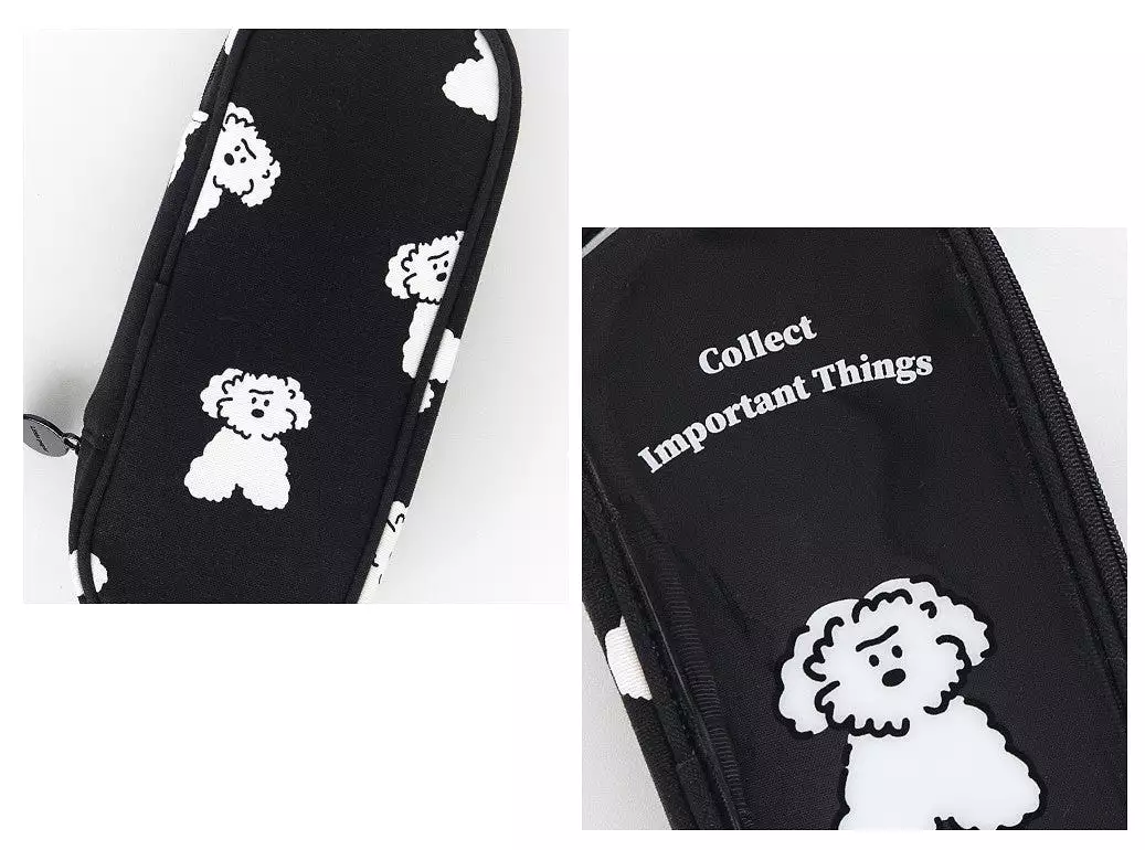 Clear Cute Poodle Puppy Dog Pencase Pencilcases Transparent Stationery Cosmetic Pouch Bag Cotton School Office Gifts Students Te