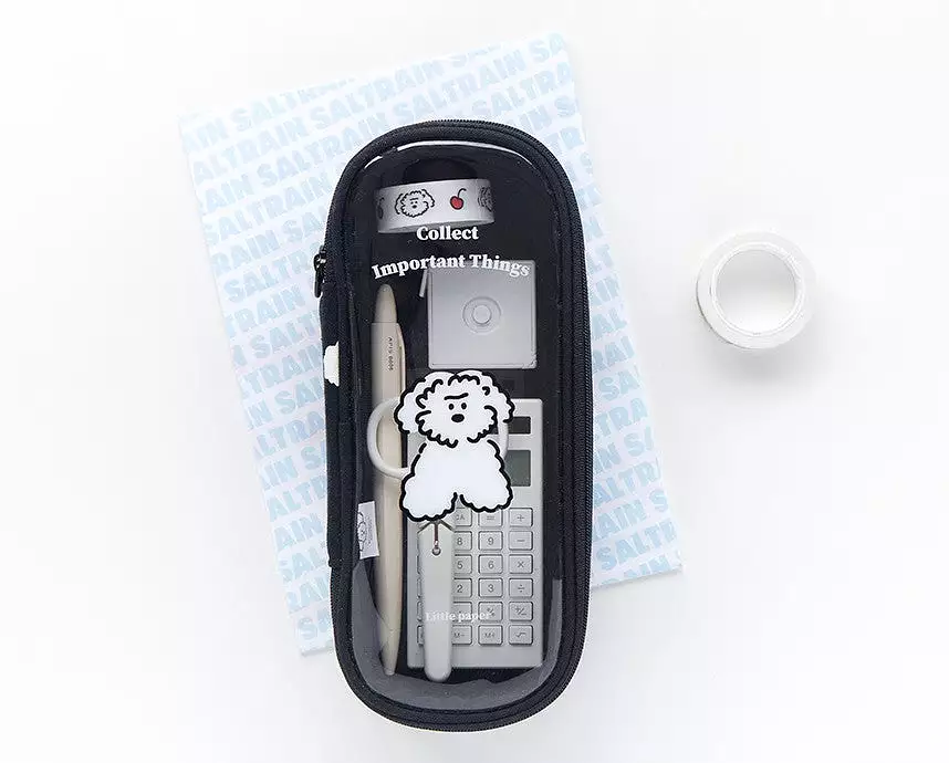 Clear Cute Poodle Puppy Dog Pencase Pencilcases Transparent Stationery Cosmetic Pouch Bag Cotton School Office Gifts Students Te