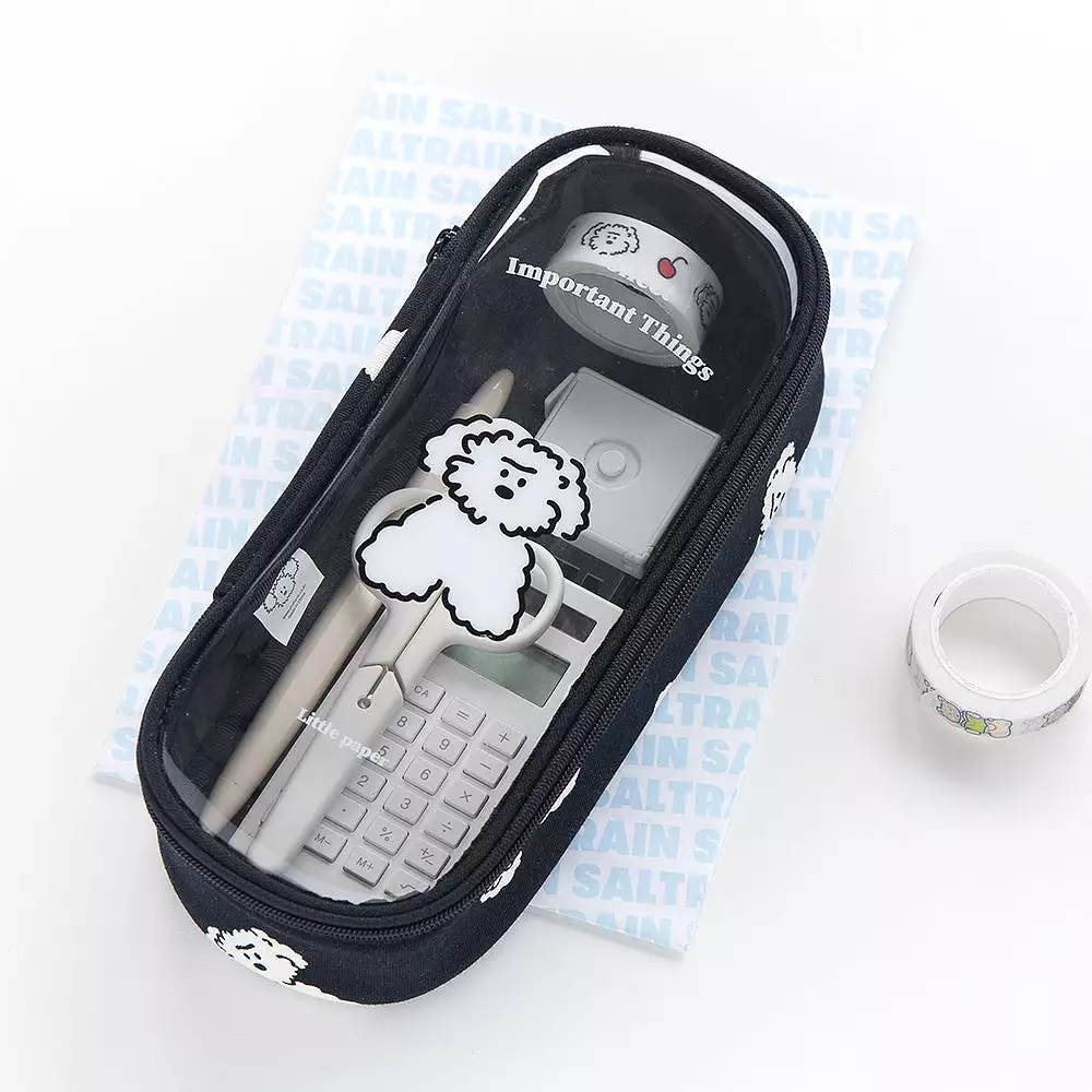 Clear Cute Poodle Puppy Dog Pencase Pencilcases Transparent Stationery Cosmetic Pouch Bag Cotton School Office Gifts Students Te