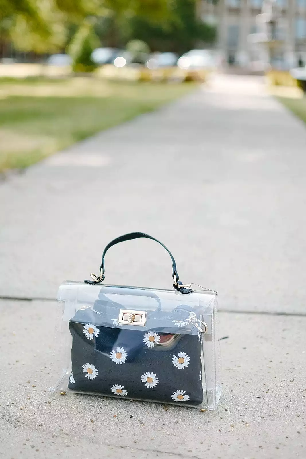 Clear Handbag with Daisy Pouch