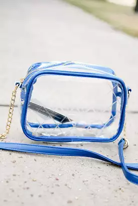 Clear Rectangle Purse Blue Trim