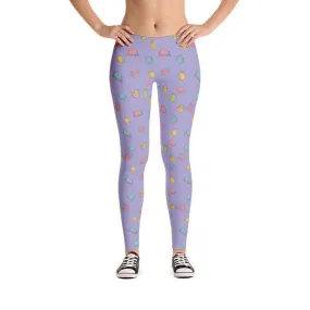 COLORFUL BOOKISH PATTERN LEGGINGS Purple