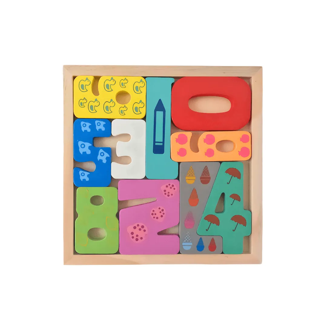 Combo of 2 Wooden Puzzle for kids Math Numbers Learning, Dino (Square) Jigsaw Puzzle for kids Montessori Knowledgeable Toys for 